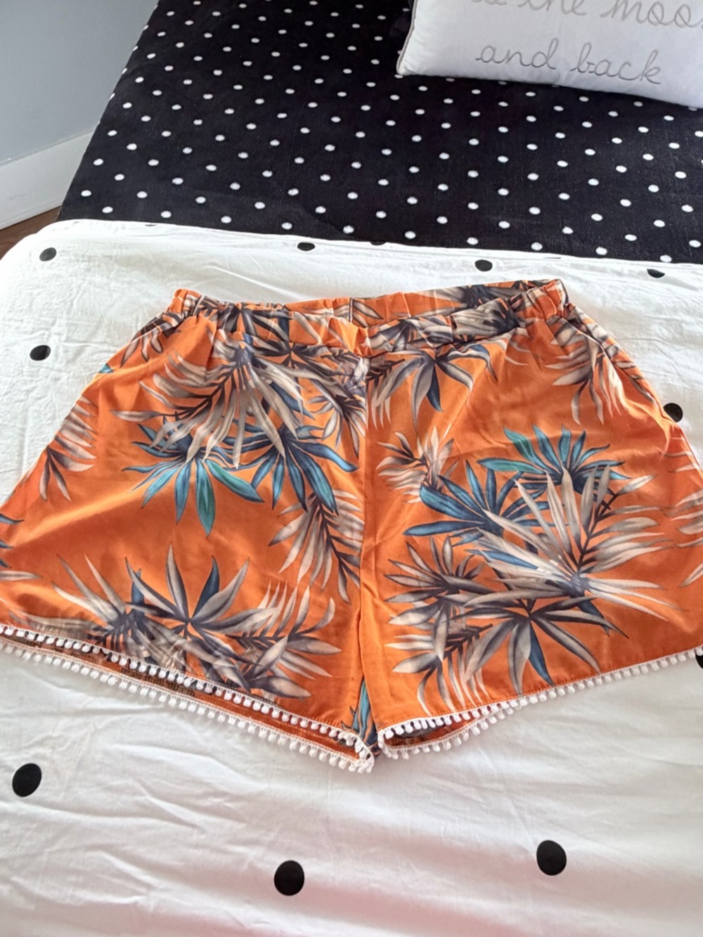 SHEIN Orange Tropical High Waist Women's Shorts
